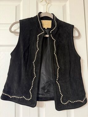 Double D Ranch Black Suede Stud-Trim Vest